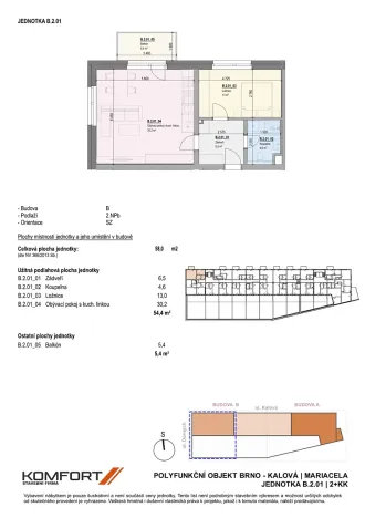 Prodej bytu 2+kk, Brno, Kalová, 58 m2