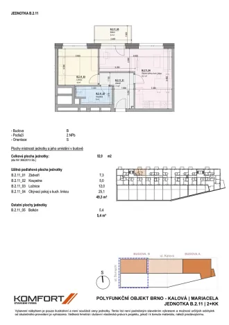 Prodej bytu 2+kk, Brno, Kalová, 52 m2