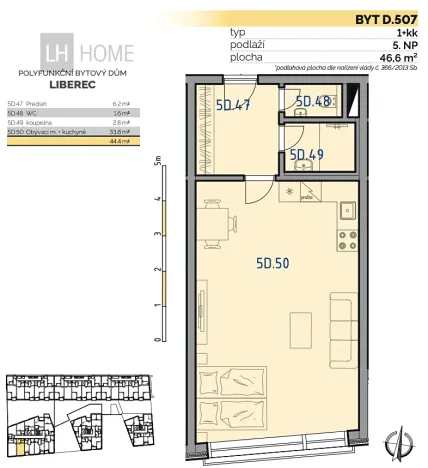 Prodej bytu 1+kk, Liberec, 46 m2