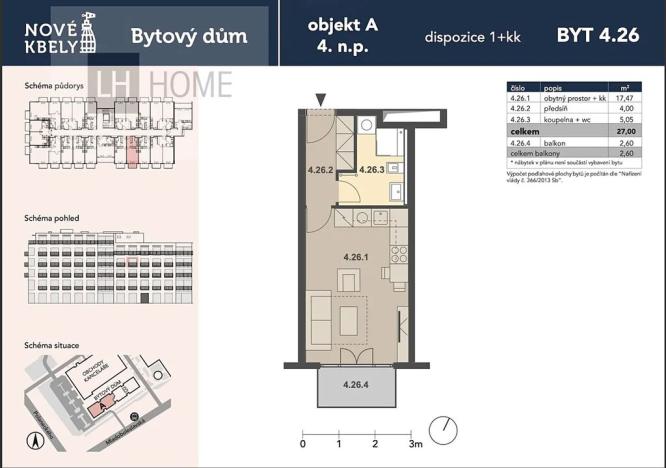 Prodej bytu 1+kk, Praha - Kbely, 26 m2
