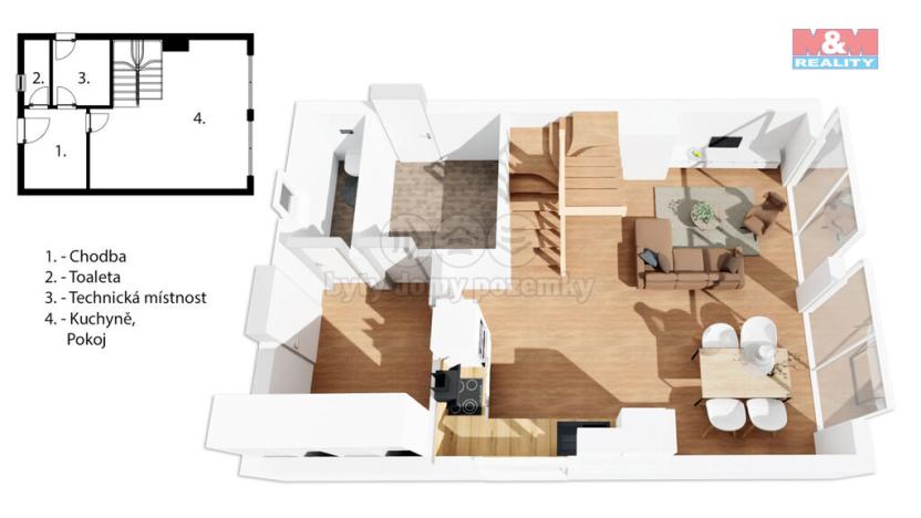 Prodej bytu 3+kk, Černá v Pošumaví - Bližná, 83 m2