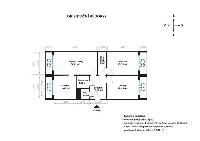 Prodej bytu 3+1, Hradec Králové, třída Edvarda Beneše, 98 m2