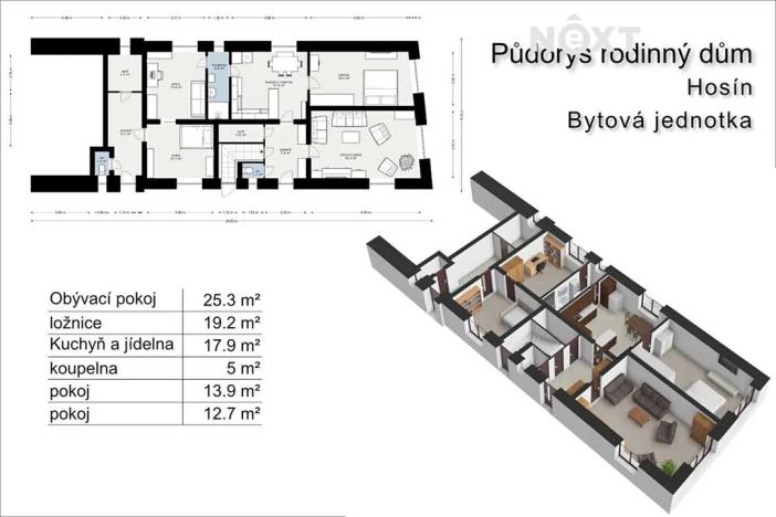 Prodej rodinného domu, Hosín, 120 m2