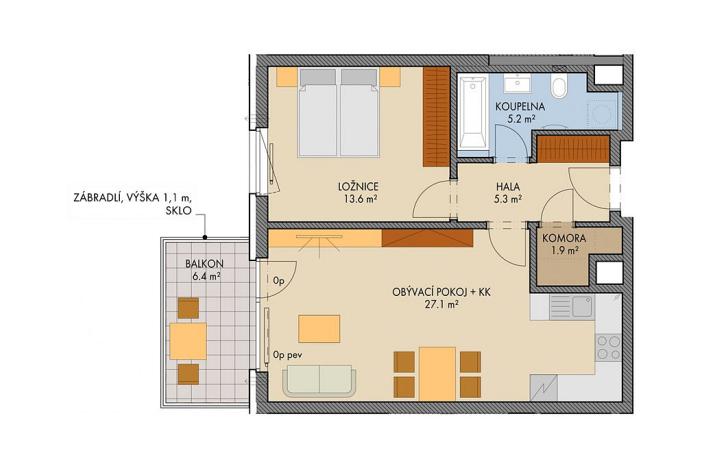 Prodej bytu 2+kk, Praha, Čakovická, 56 m2