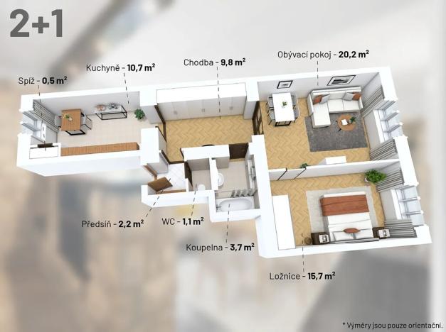 Prodej bytu 2+1, Praha - Střešovice, Za Hládkovem, 67 m2