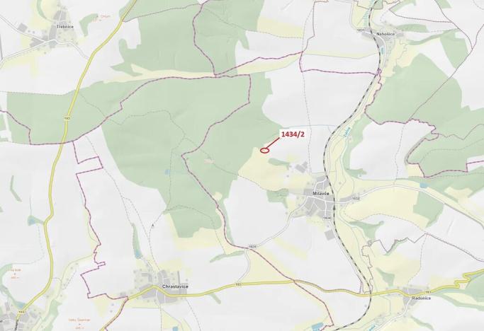 Dražba pozemku, Milavče, 19 m2