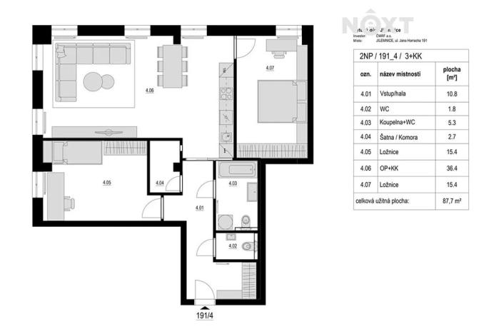 Prodej bytu 3+kk, Jilemnice, Jana Harracha, 88 m2