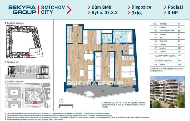 Prodej bytu 3+kk, Praha, Šiklové, 76 m2
