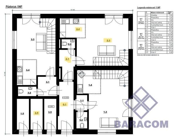Prodej bytu 3+kk, Bašť, Bořanovická, 71 m2