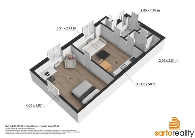 Prodej bytu 1+1, Ústí nad Labem, Na Popluží, 45 m2