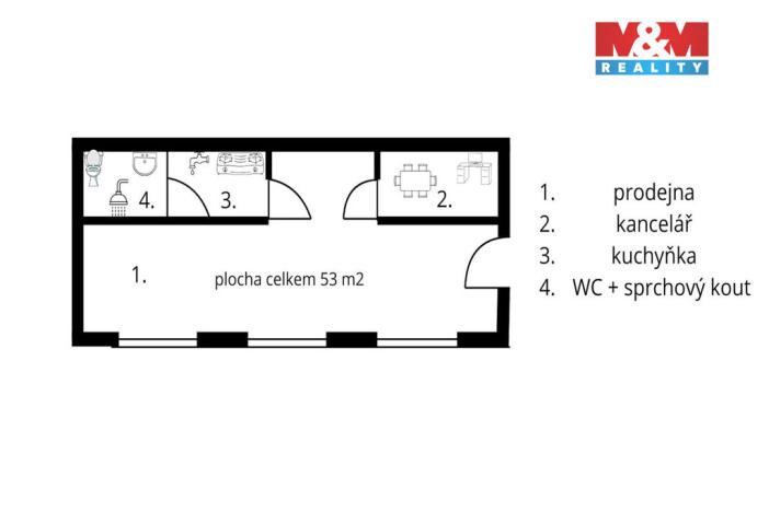 Pronájem obchodního prostoru, Otrokovice - Kvítkovice, tř. Osvobození, 53 m2
