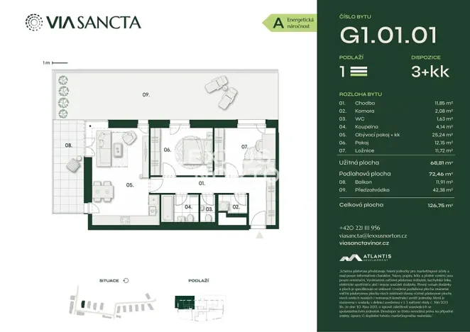 Prodej bytu 3+kk, Praha - Vinoř, Mladoboleslavská, 72 m2