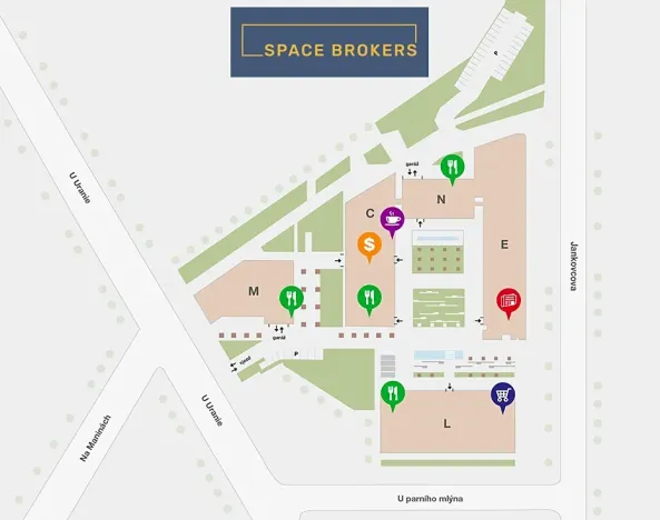 Pronájem kanceláře, Praha - Holešovice, Jankovcova, 1094 m2