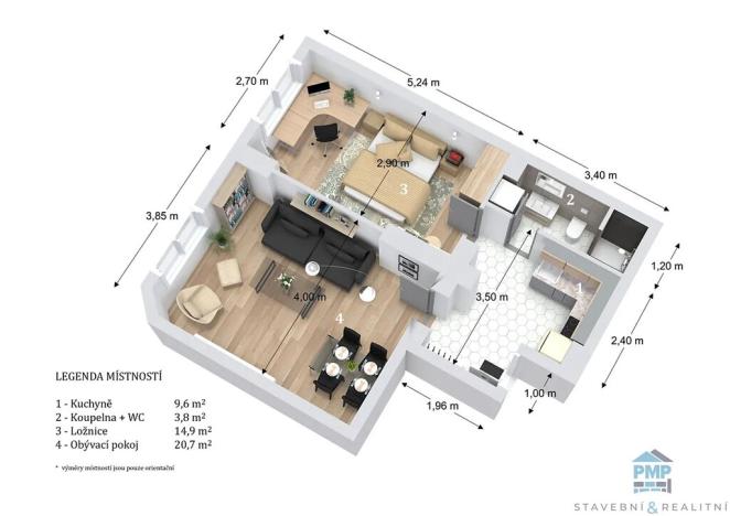 Pronájem bytu 2+1, Boskovice, Velenova, 49 m2