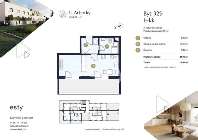 Prodej bytu 1+kk, Praha - Satalice, Za Novákovou zahradou, 35 m2