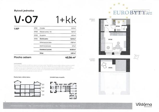 Pronájem bytu 1+kk, Praha - Vršovice, Bartoškova, 40 m2