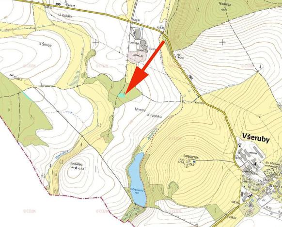 Prodej lesa, Všeruby, 1325 m2