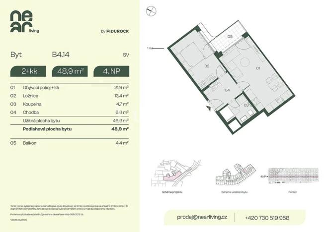 Prodej bytu 2+kk, Praha - Libeň, Na kopečku, 47 m2