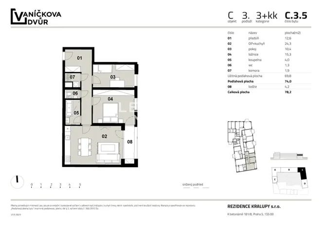 Prodej bytu 3+kk, Kralupy nad Vltavou, Husova, 74 m2