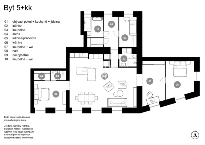 Prodej bytu 5+kk, Praha - Hradčany, Pohořelec, 145 m2