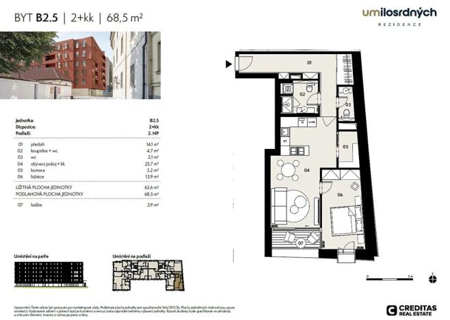 Pronájem bytu 2+kk, Praha - Staré Město, U milosrdných, 69 m2
