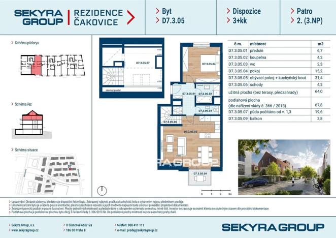 Prodej bytu 3+kk, Praha, 64 m2