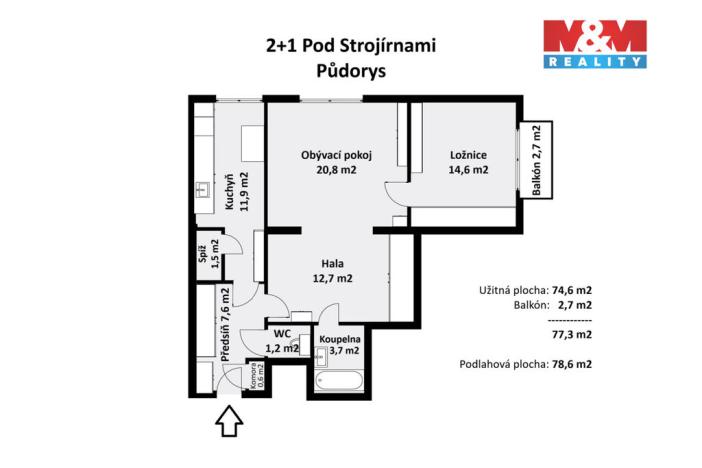Prodej bytu 2+1, Praha - Vysočany, Pod strojírnami, 77 m2