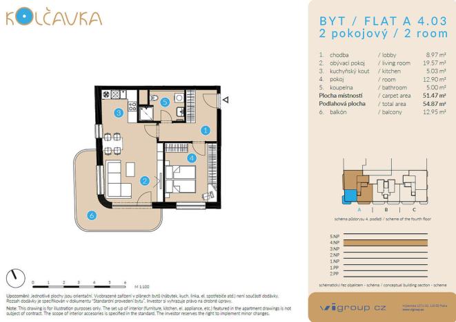 Prodej bytu 2+kk, Praha - Libeň, Nad Kolčavkou, 52 m2