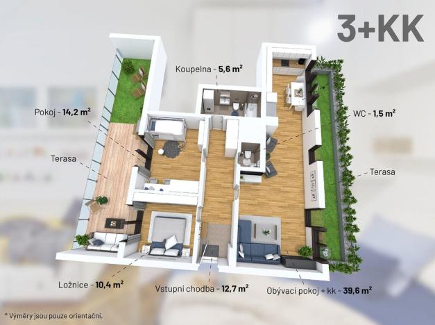 Prodej bytu 3+kk, Praha - Košíře, Slávy Horníka, 88 m2