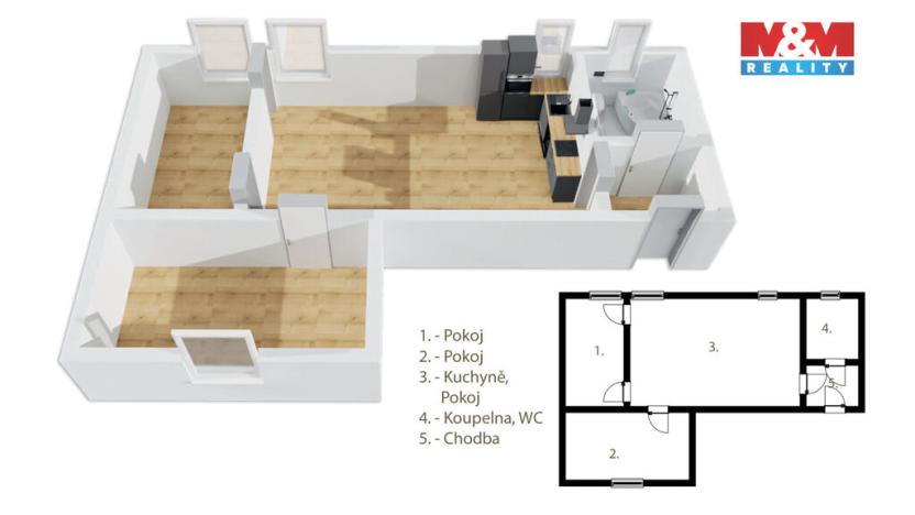 Prodej bytu 2+1, Suchdol nad Odrou, Malá strana, 62 m2