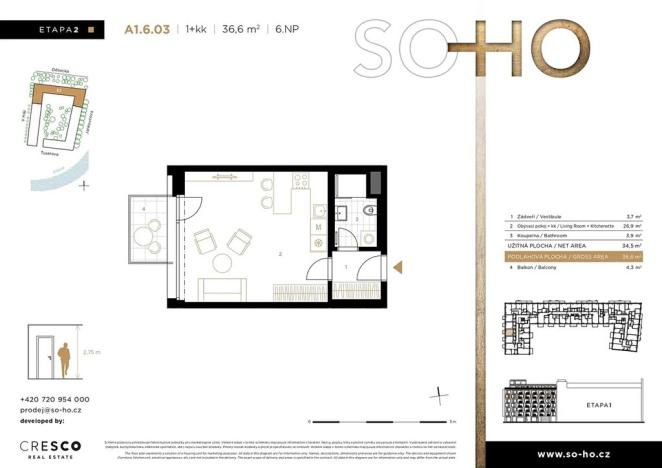 Prodej bytu 1+kk, Praha - Holešovice, V háji, 37 m2