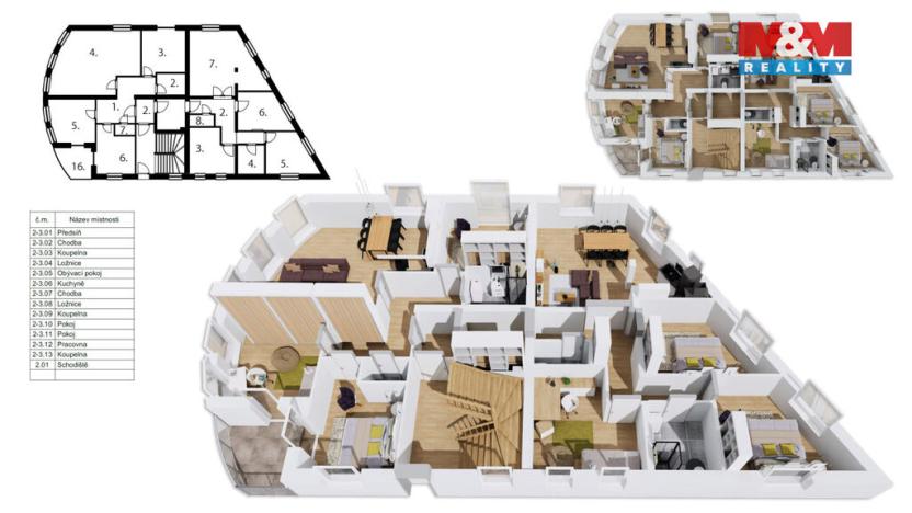 Prodej atypického bytu, Praha - Hlubočepy, Pod třešněmi, 166 m2