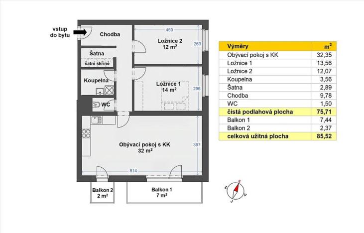 Pronájem bytu 3+kk, Beroun, Na Náhonu, 71 m2