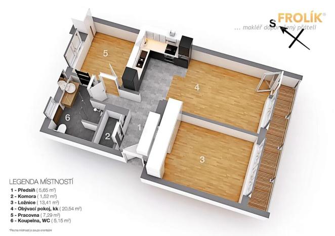 Pronájem bytu 3+kk, Praha - Vokovice, Na dlouhém lánu, 52 m2