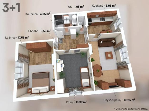 Prodej bytu 3+1, Kolinec, 73 m2