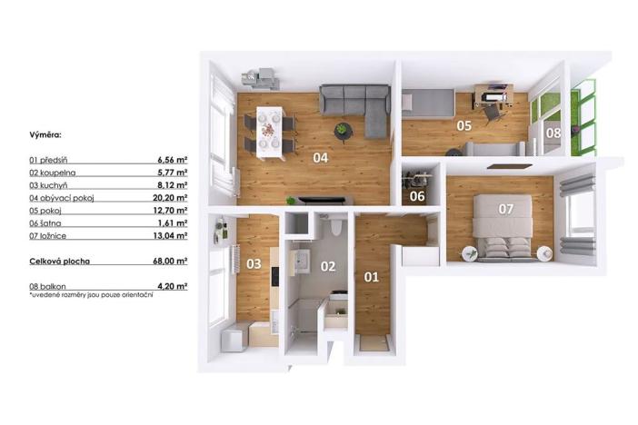 Prodej bytu 3+1, Praha - Hlubočepy, Wassermannova, 69 m2