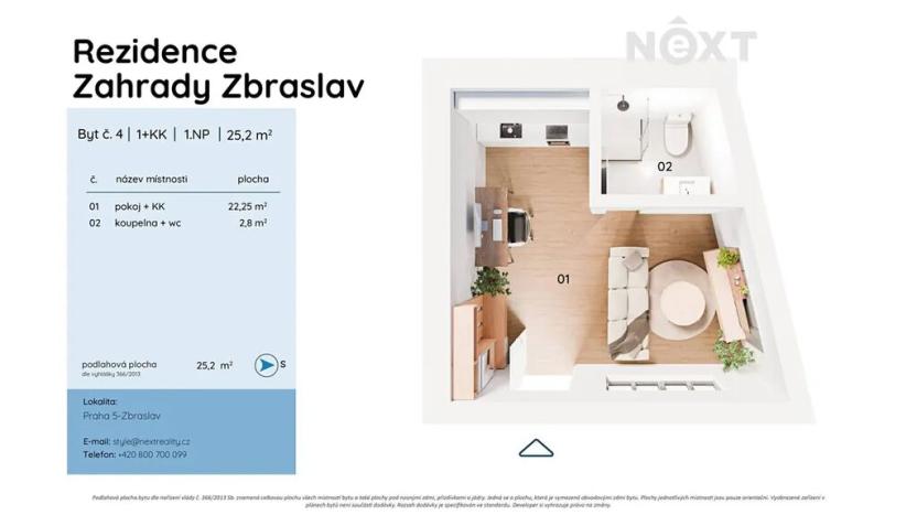 Prodej bytu 1+kk, Praha - Zbraslav, Elišky Přemyslovny, 25 m2