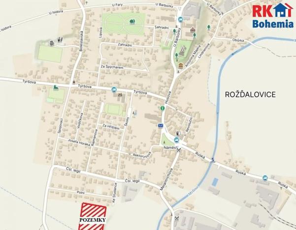 Prodej pozemku pro bydlení, Rožďalovice, Polní, 804 m2
