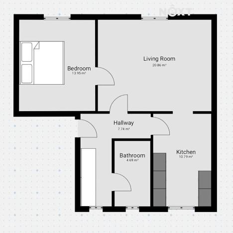 Pronájem bytu 2+1, České Budějovice, Neplachova, 57 m2