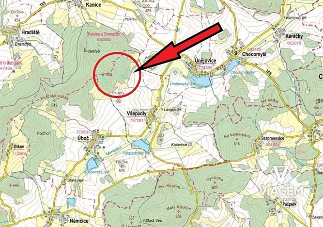 Prodej podílu lesa, Všepadly, 1092 m2