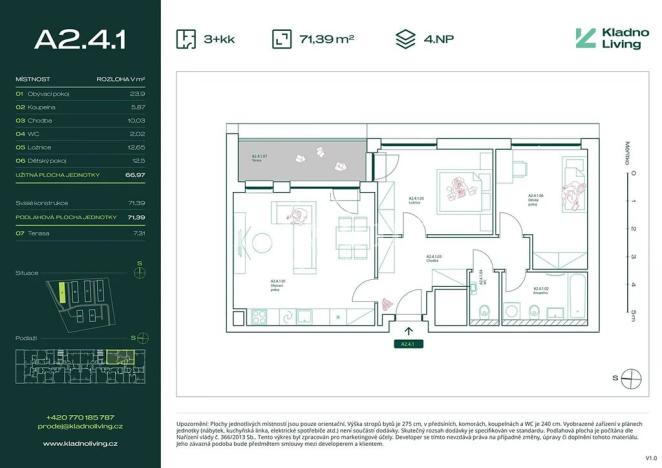 Prodej bytu 3+kk, Kladno, Pražská, 67 m2