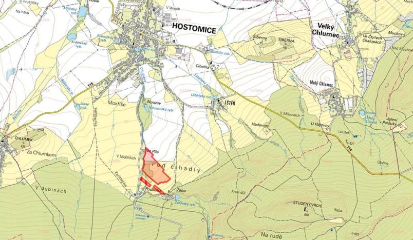 Prodej podílu louky, Hostomice, 27237 m2