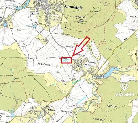 Prodej podílu pole, Choustník, 402 m2