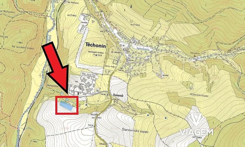 Prodej podílu pole, Těchonín, 1250 m2