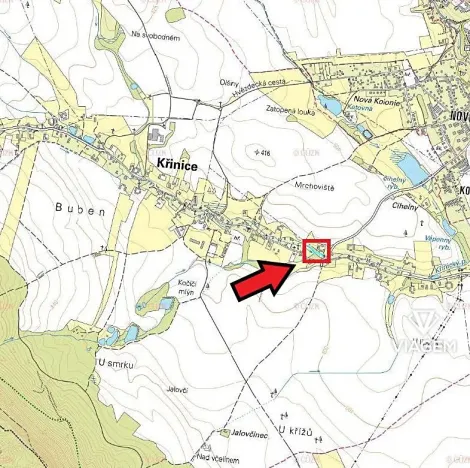 Prodej zahrady, Křinice, 1321 m2