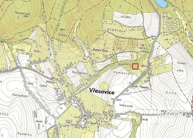 Prodej pole, Vřesovice, 320 m2