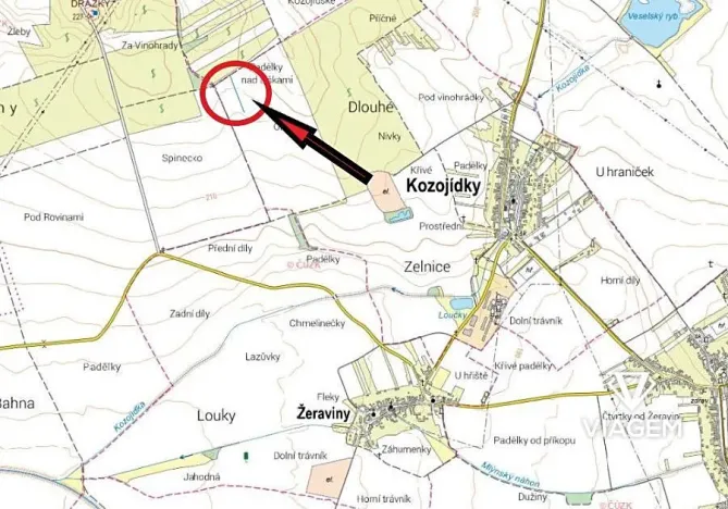 Prodej pole, Kozojídky, 867 m2