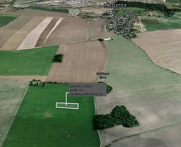 Prodej podílu pole, Přezletice, 911 m2