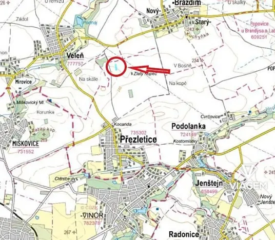 Prodej podílu pole, Přezletice, 911 m2