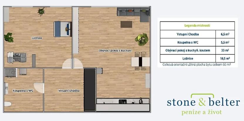 Prodej bytu 2+kk, Beroun, U Archivu, 66 m2